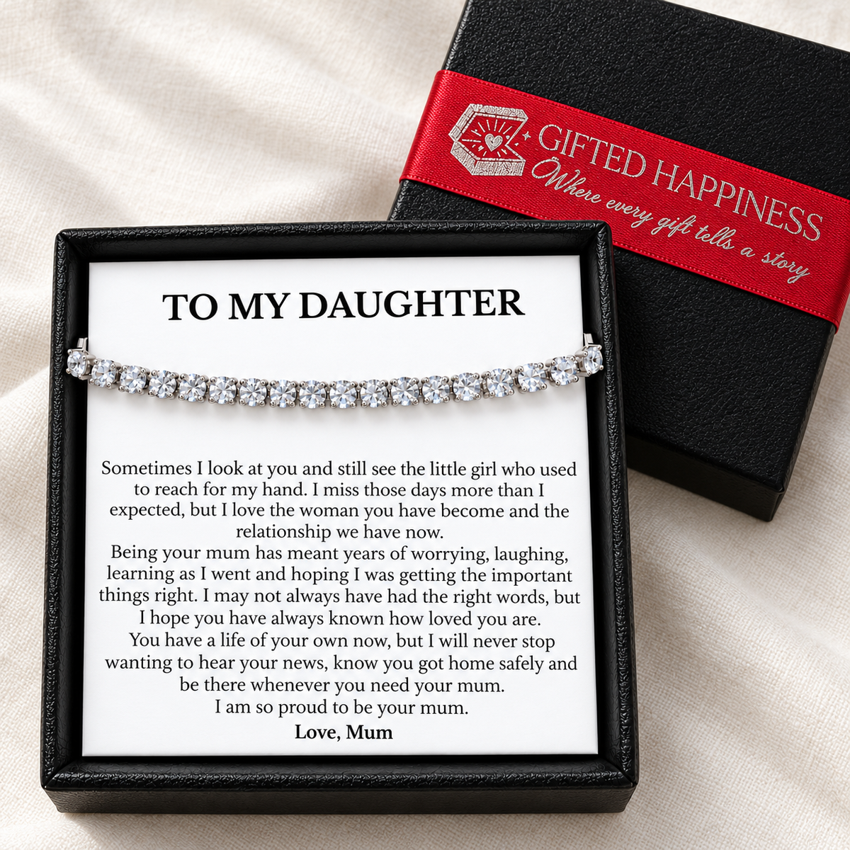 Daughter Bracelet from Mum with Heartfelt Message Card