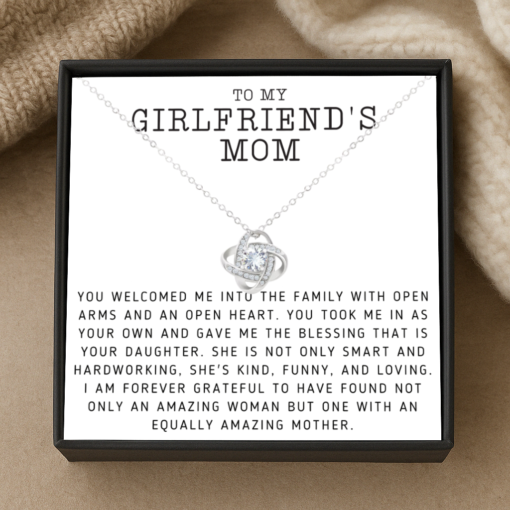 Gift Necklace for Girlfriend’s Mum from Boyfriend – Heartfelt Message Card Jewellery in Gift Box – Birthday or Christmas Present