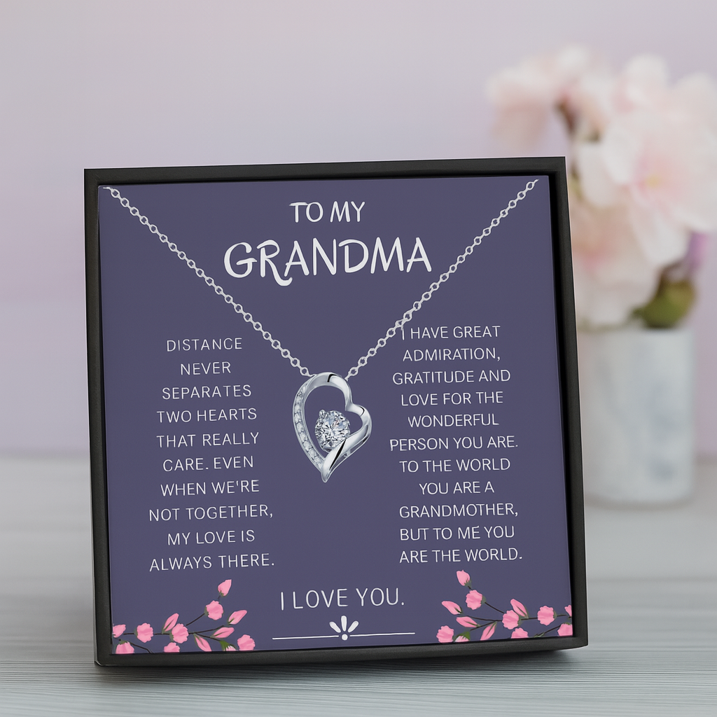Grandma Gift Necklace – Long Distance Nan Jewellery with Heartfelt Message Card