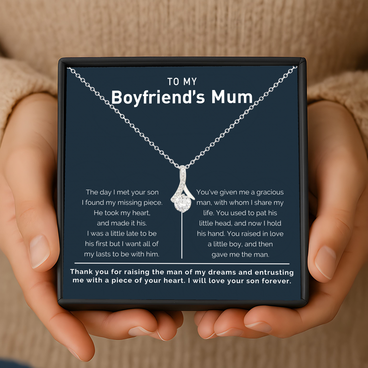 Necklace Gift for Boyfriend’s Mum – Heartfelt Message Card & Gift Box