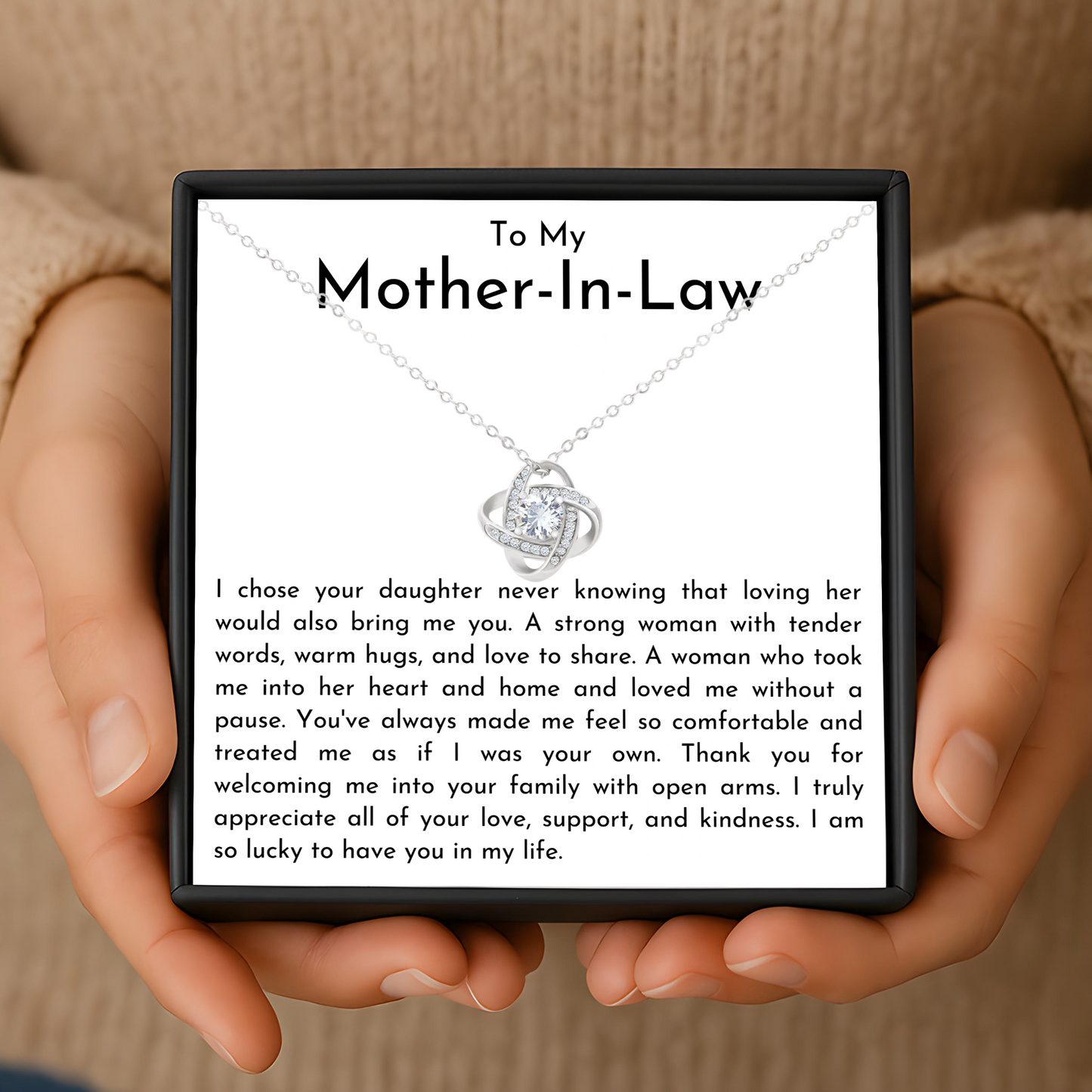 Mother in Law Necklace Gift from Son in Law with Message Card and Gift Box