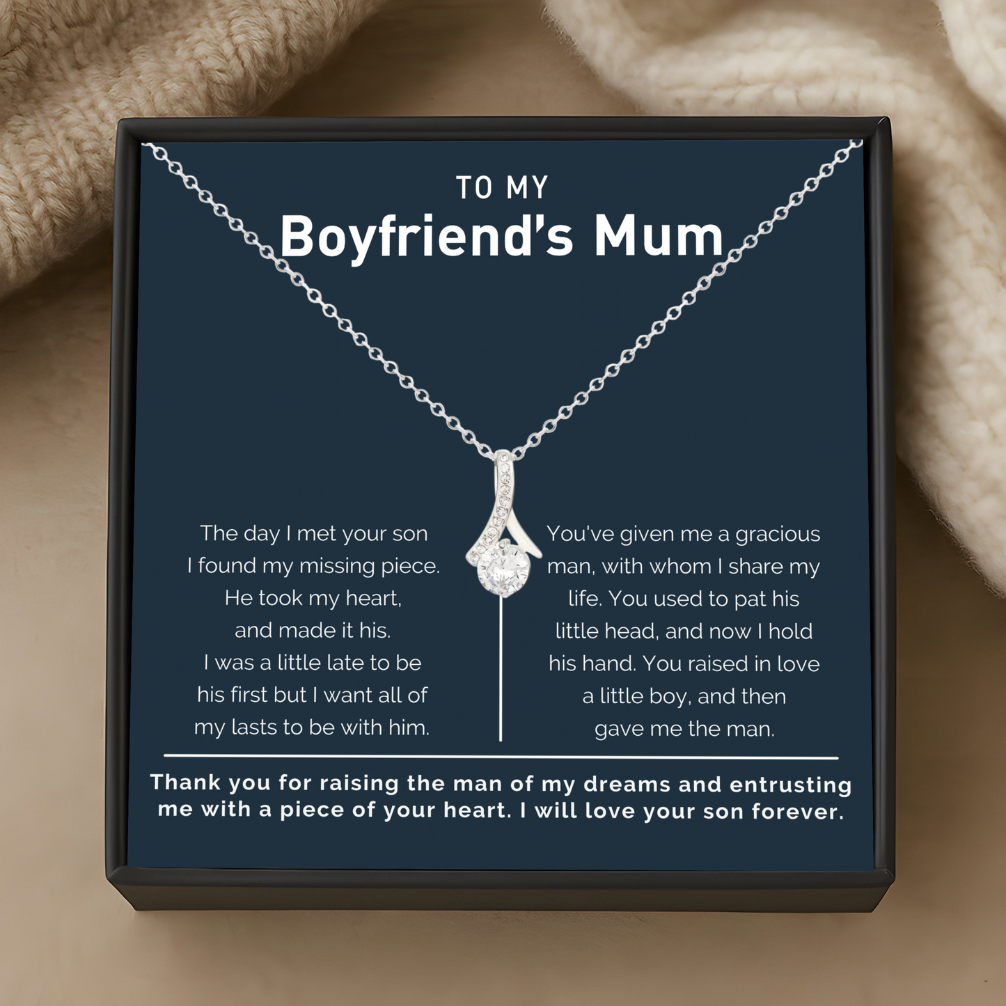 Necklace Gift for Boyfriend’s Mum – Heartfelt Message Card & Gift Box