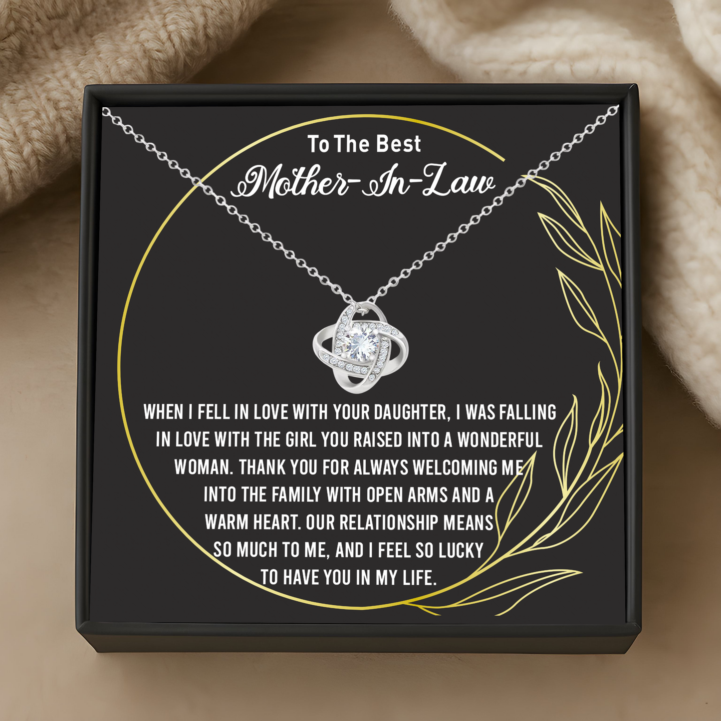 Mother-in-Law Necklace Gift from Son-in-Law with Message Card in Gift Box