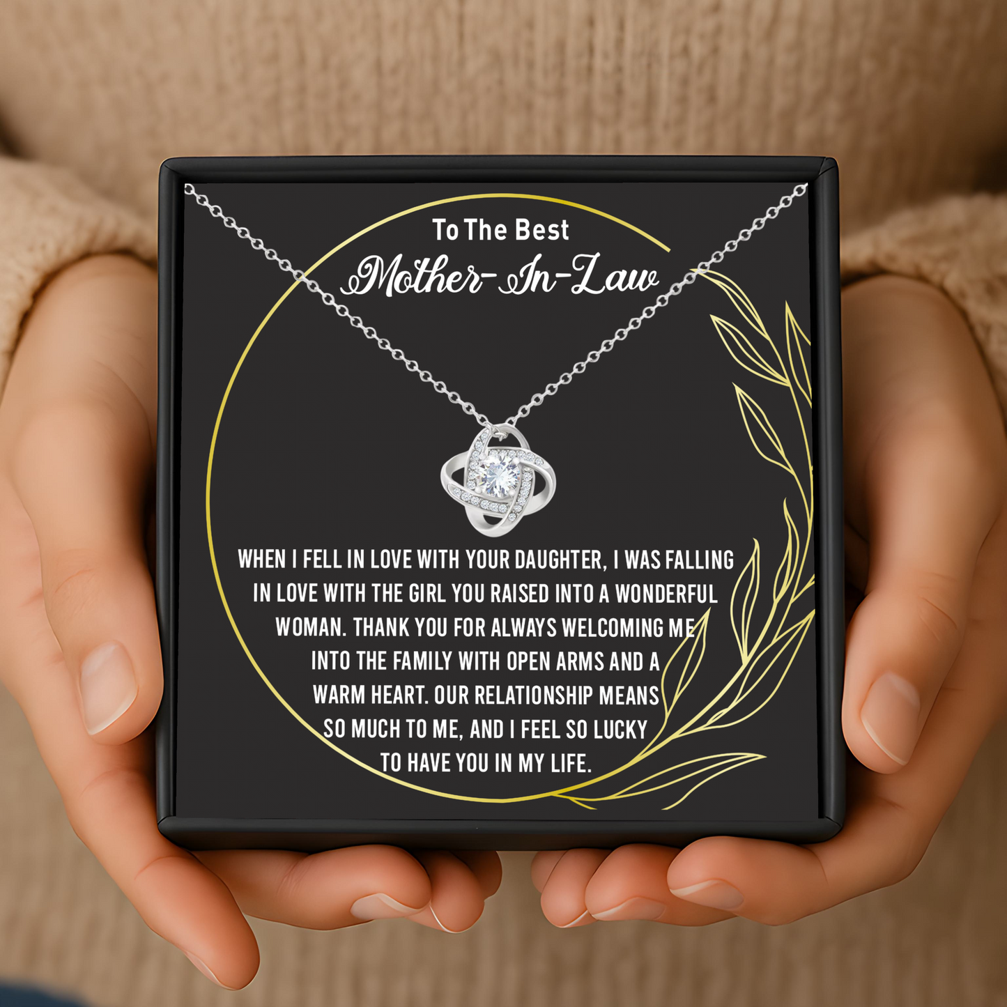 Mother-in-Law Necklace Gift from Son-in-Law with Message Card in Gift Box