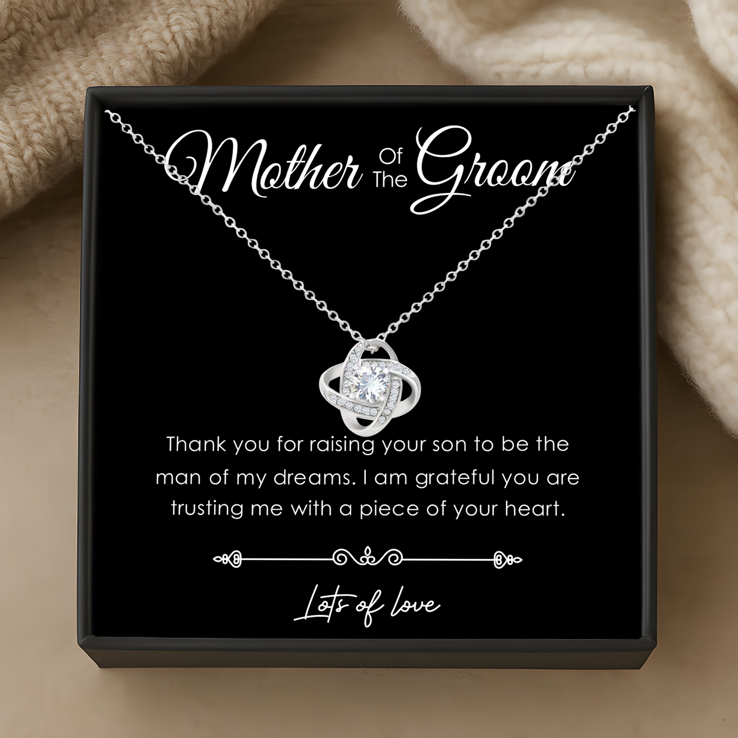 Mother of the Groom Wedding Gift Necklace – Thank You Jewellery with Message Card in Gift Box