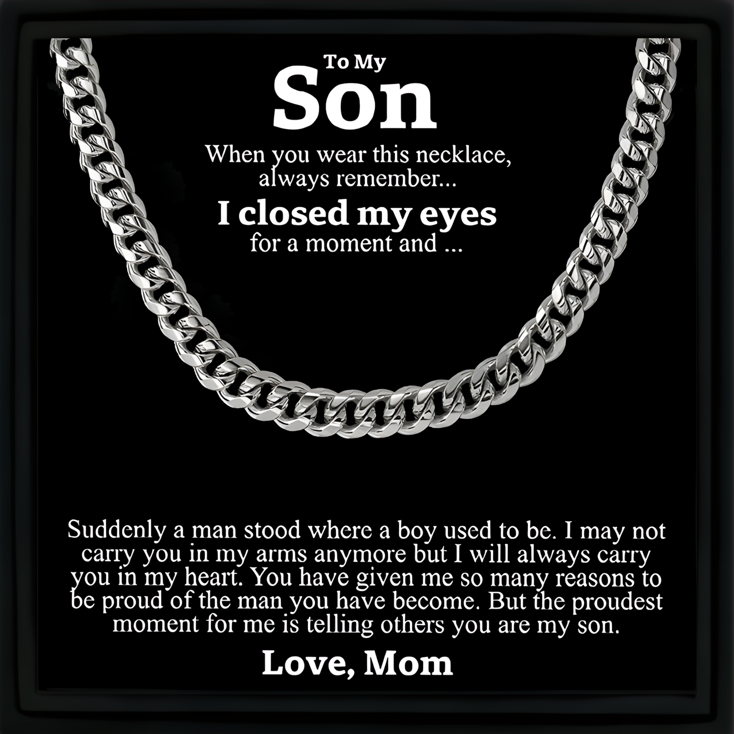 Necklace Gift for Son From Mom Cuban Chain Necklace