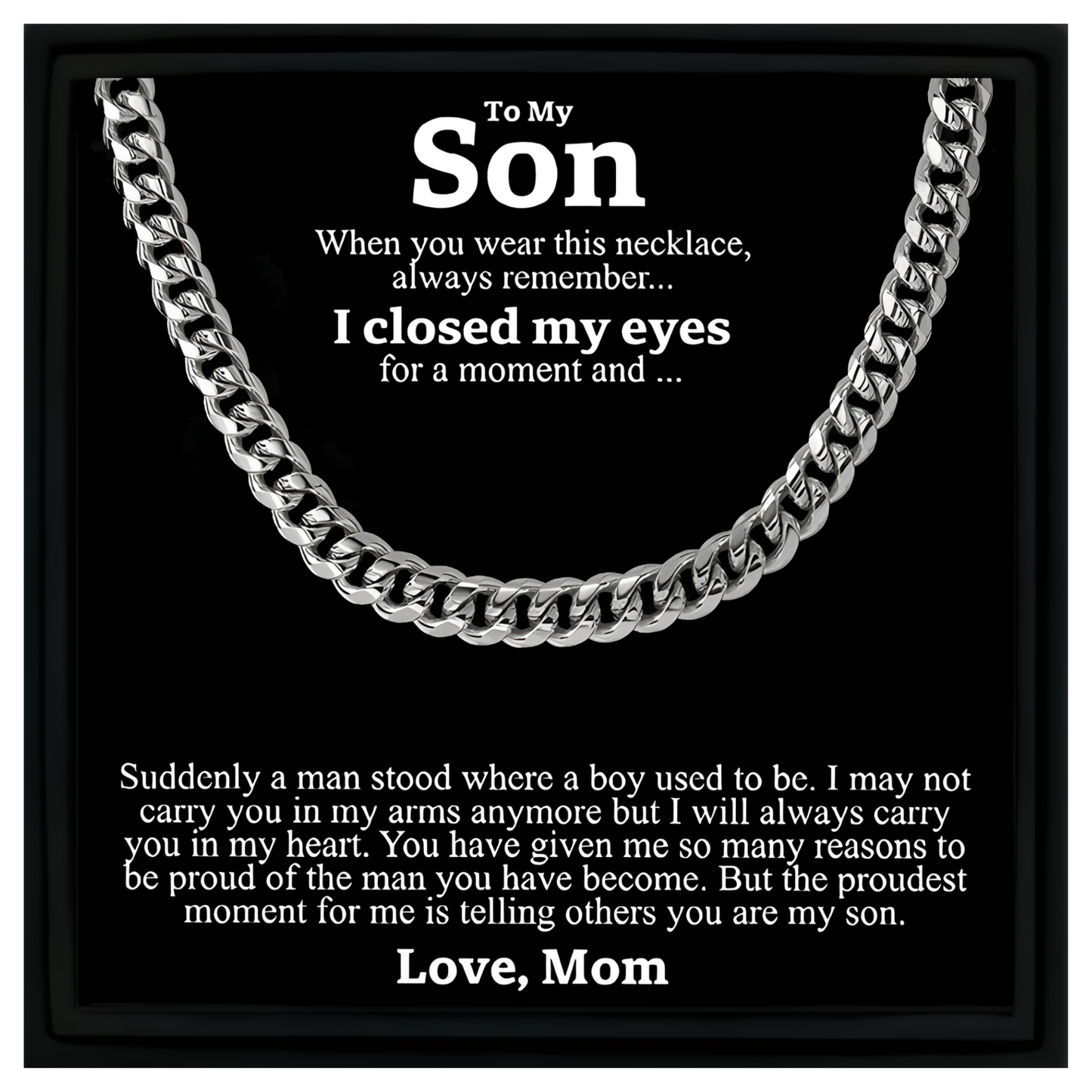 Necklace Gift for Son From Mom Cuban Chain Necklace