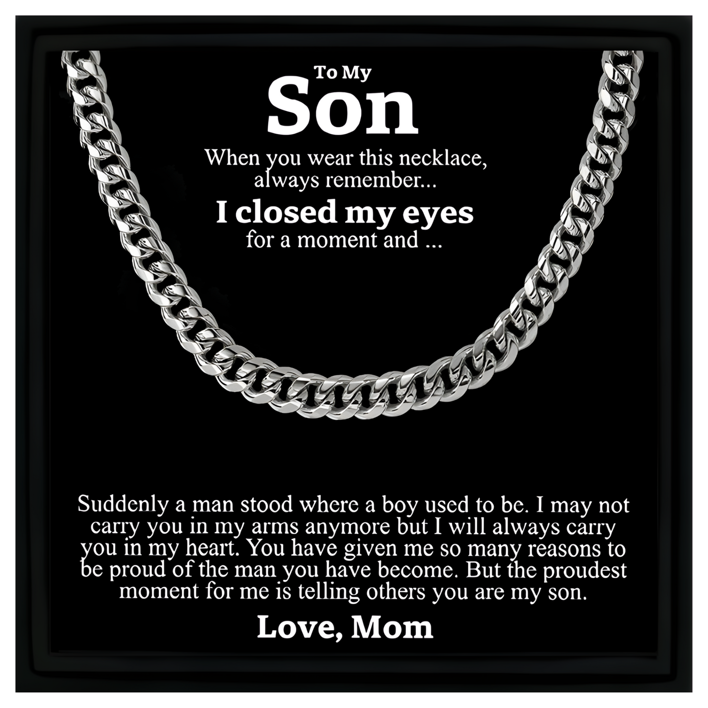 Necklace Gift for Son From Mom Cuban Chain Necklace