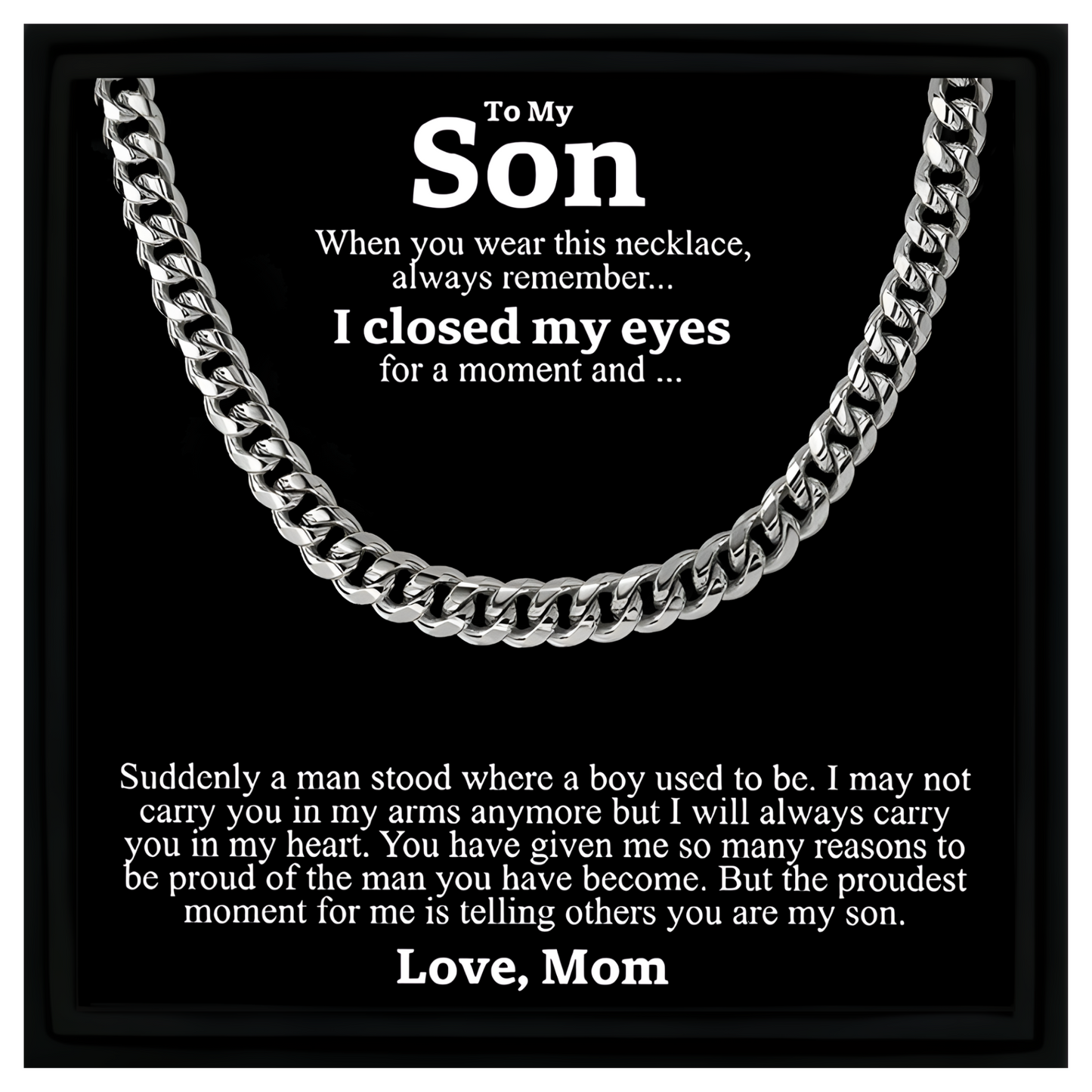 Necklace Gift for Son From Mom Cuban Chain Necklace