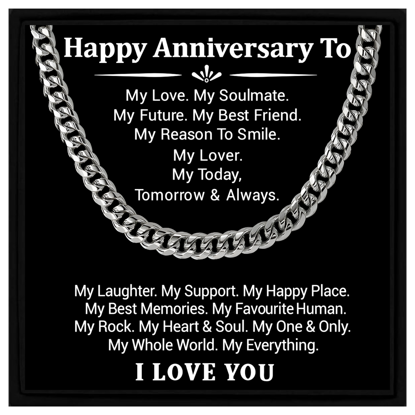 Happy Anniversary Cuban Chain Necklace For Men
