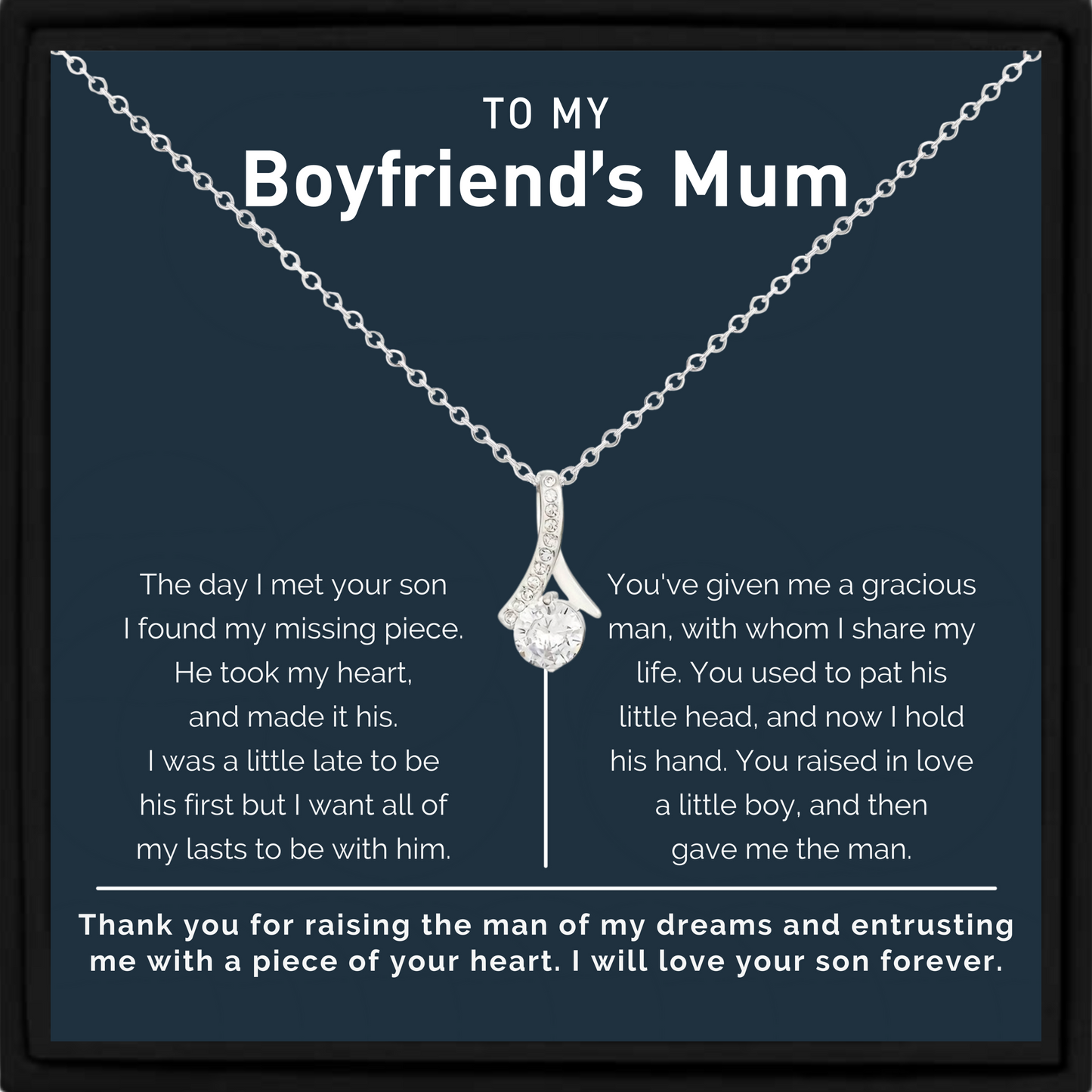 Necklace Gift for Boyfriend’s Mum – Heartfelt Message Card & Gift Box