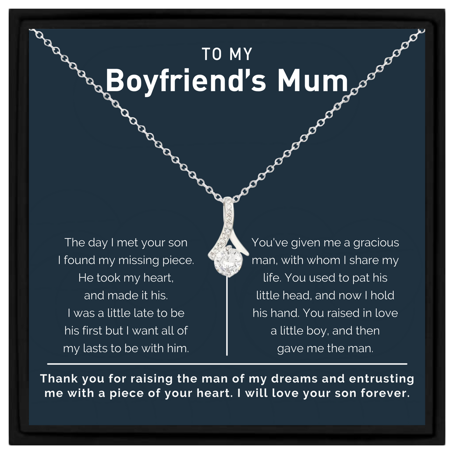 Necklace Gift for Boyfriend’s Mum – Heartfelt Message Card & Gift Box