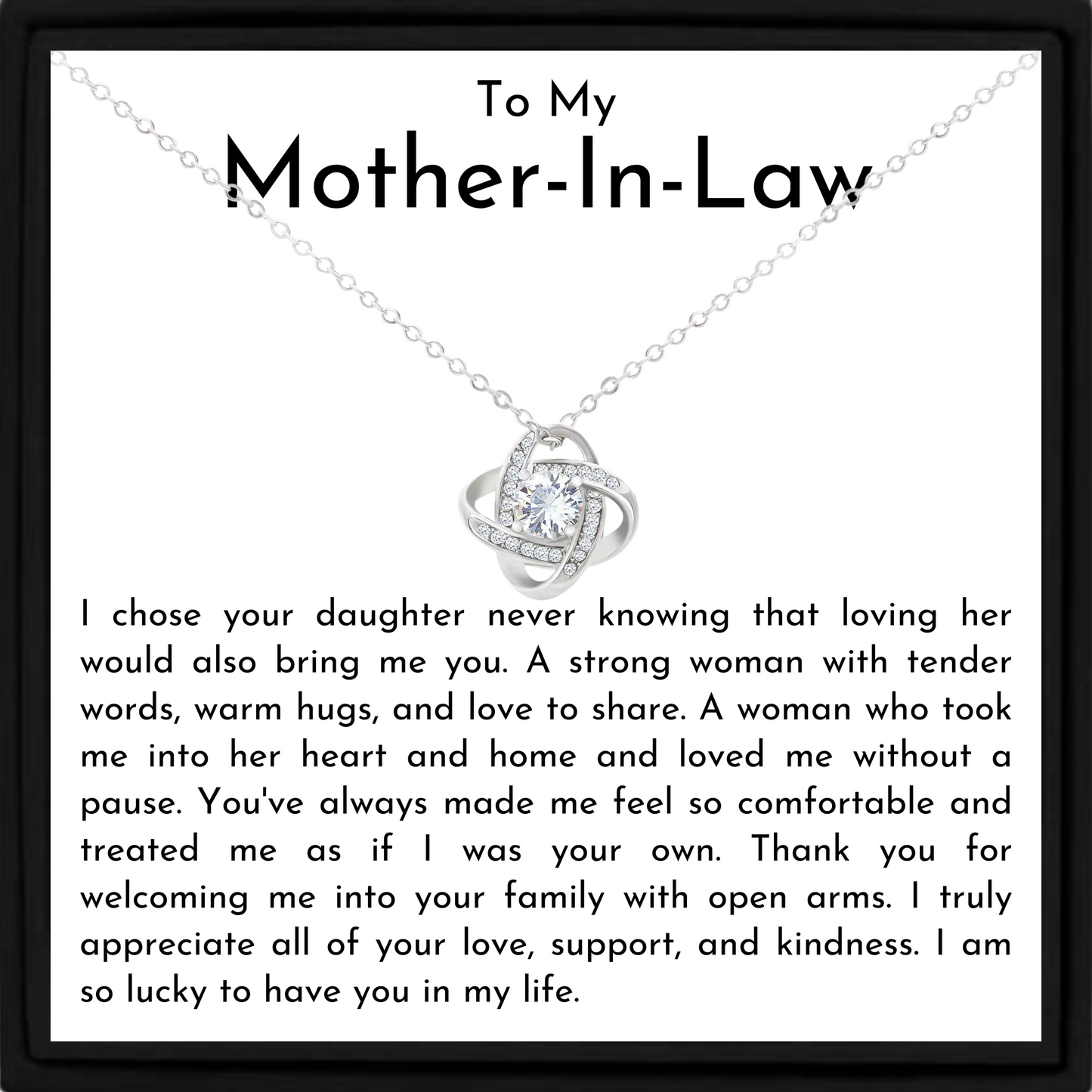 Mother in Law Necklace Gift from Son in Law with Message Card and Gift Box