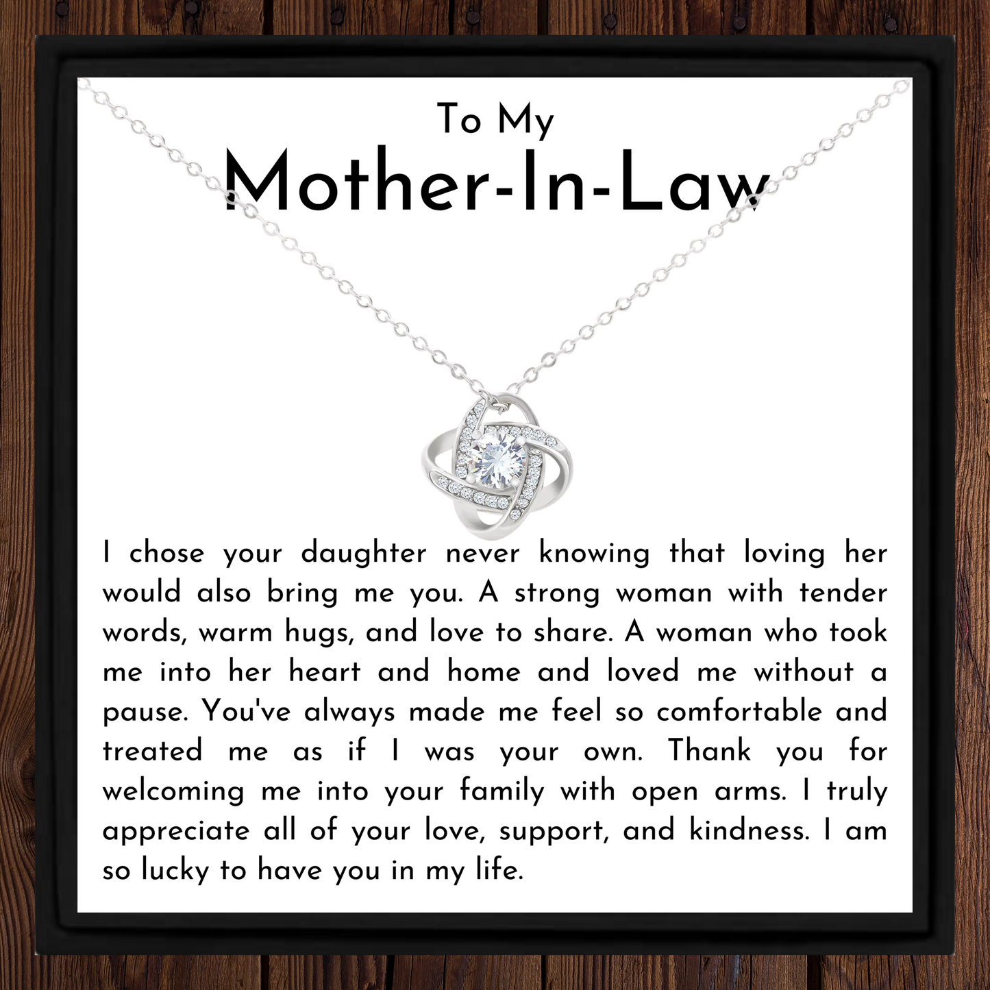 Mother in Law Necklace Gift from Son in Law with Message Card and Gift Box