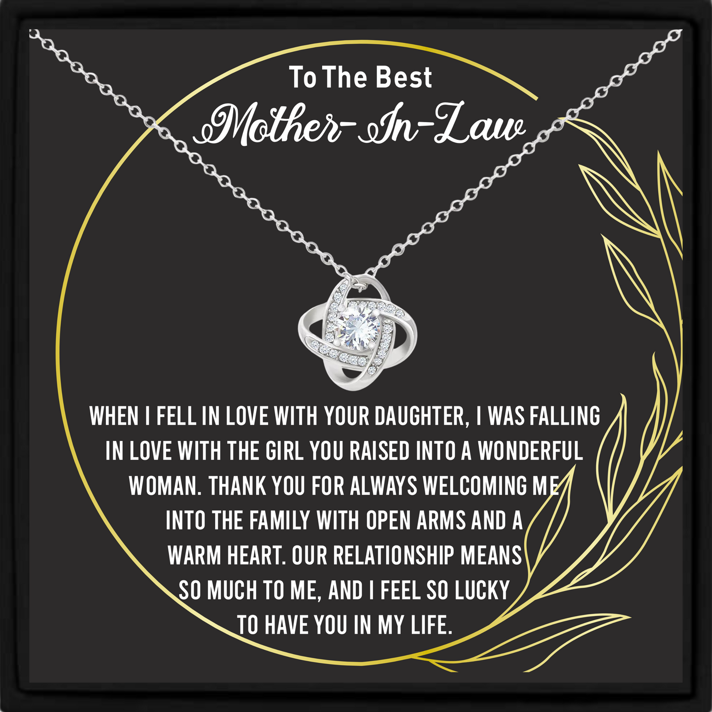 Mother-in-Law Necklace Gift from Son-in-Law with Message Card in Gift Box