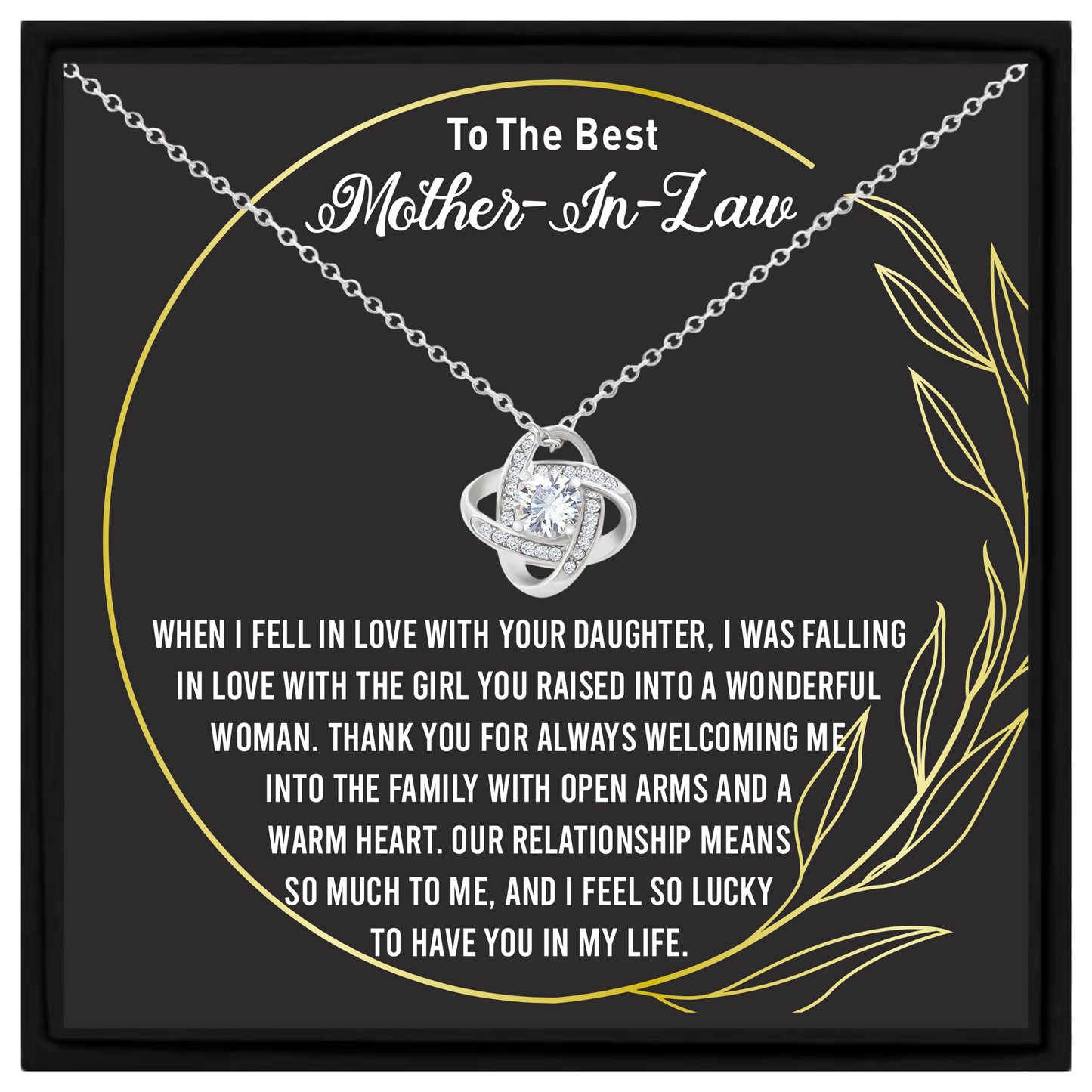 Mother-in-Law Necklace Gift from Son-in-Law with Message Card in Gift Box