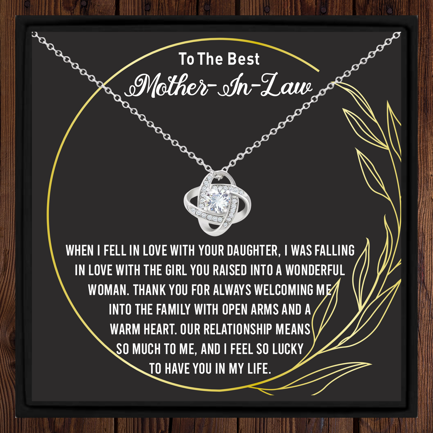 Mother-in-Law Necklace Gift from Son-in-Law with Message Card in Gift Box