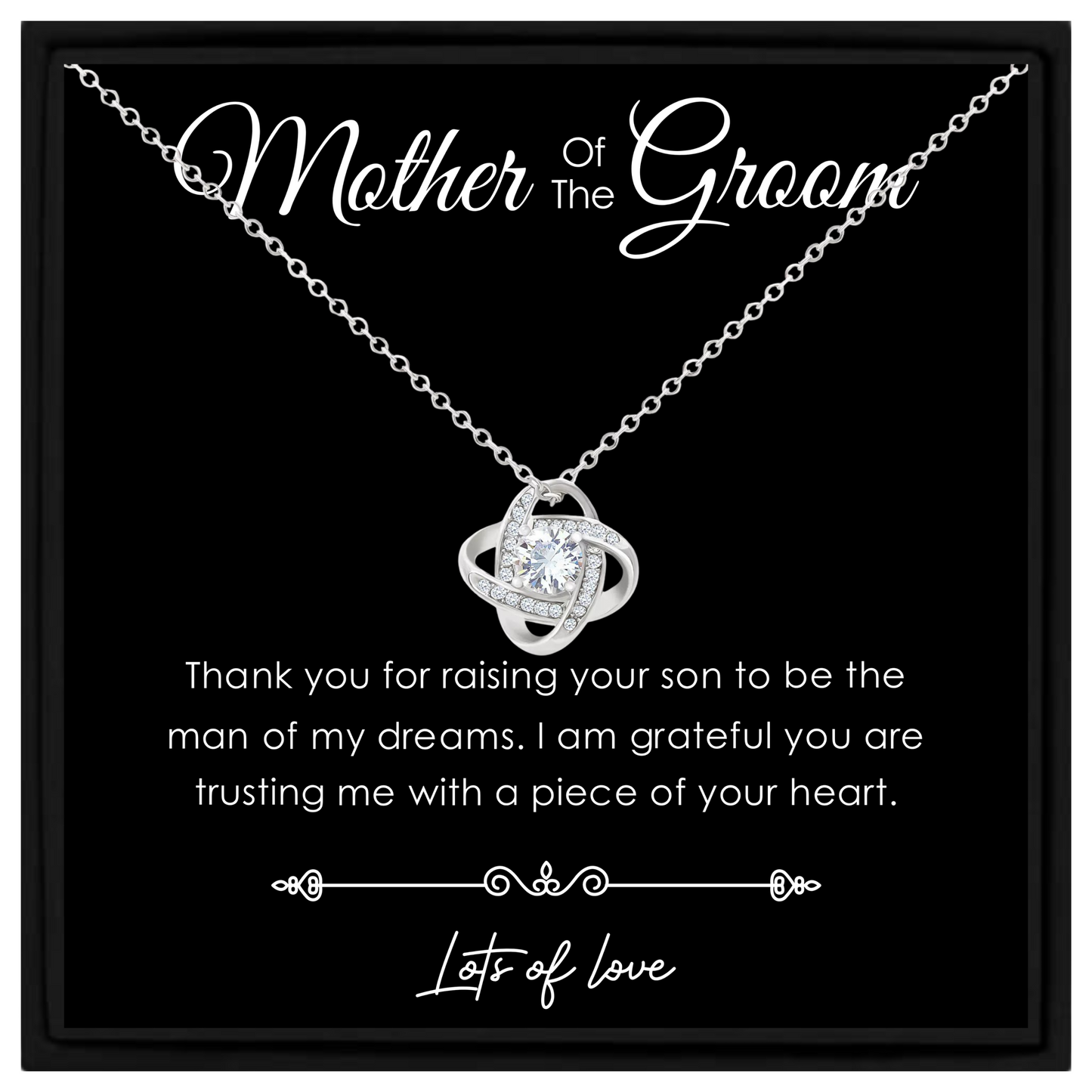 Mother of the Groom Wedding Gift Necklace – Thank You Jewellery with Message Card in Gift Box