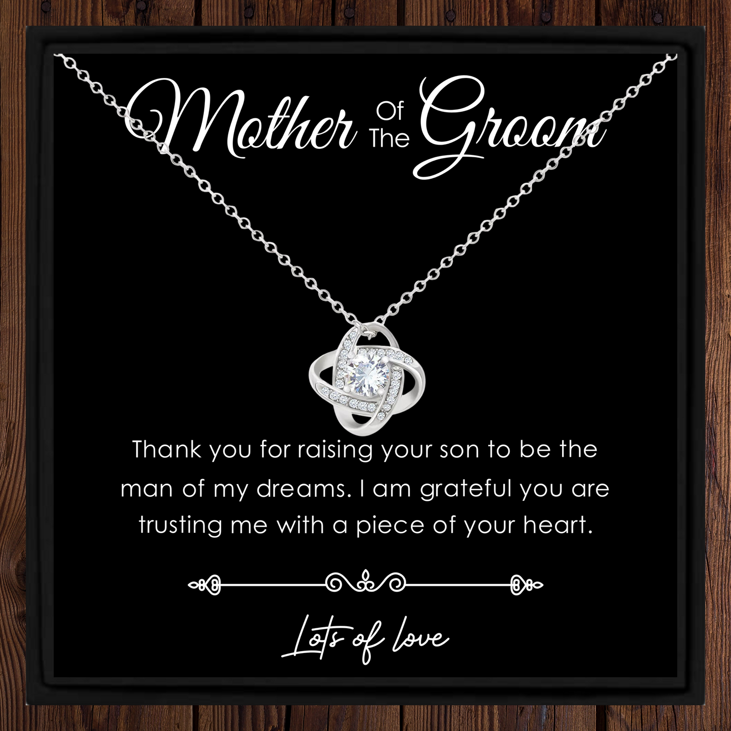 Mother of the Groom Wedding Gift Necklace – Thank You Jewellery with Message Card in Gift Box