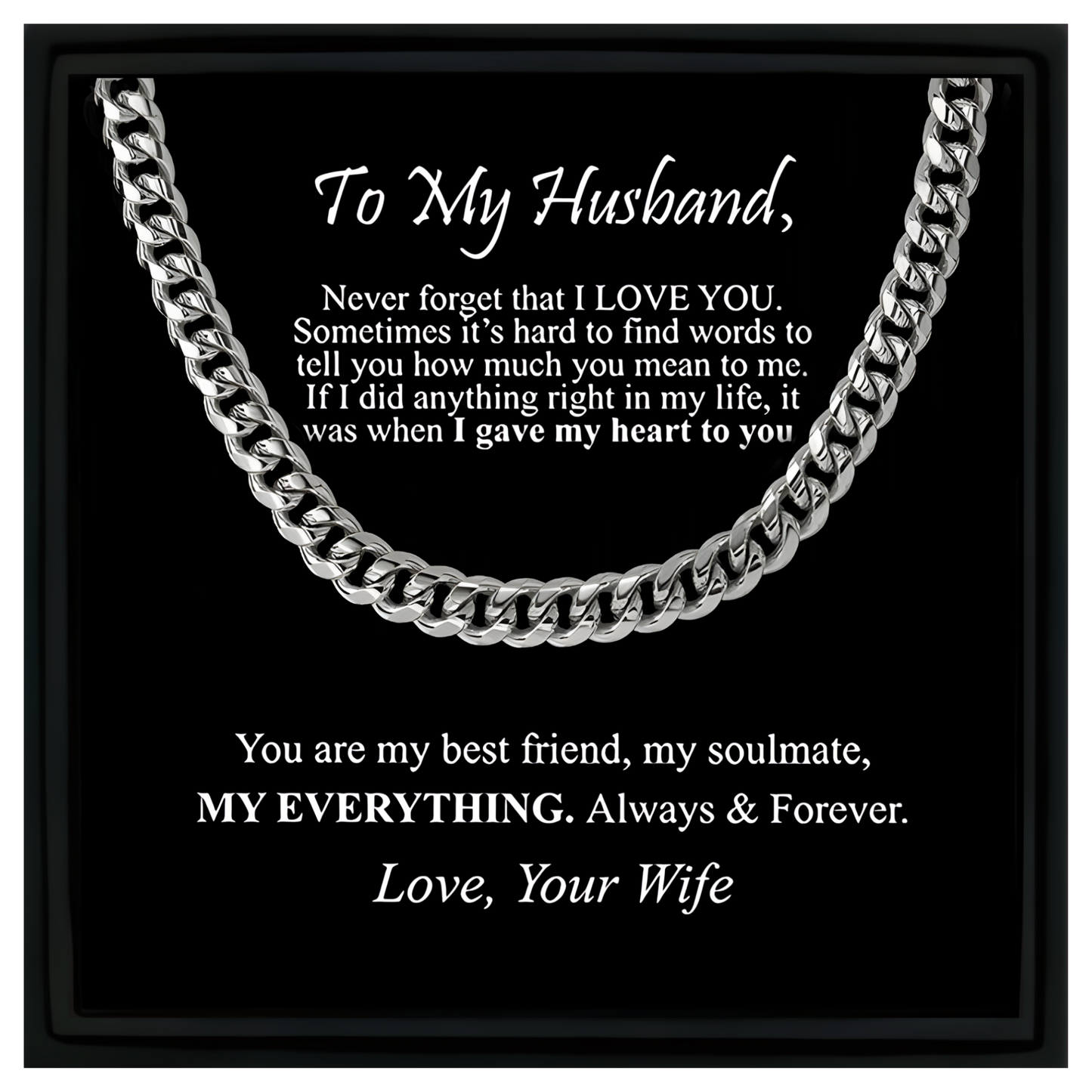 Necklace Gift for My Husband Cuban Chain Gift