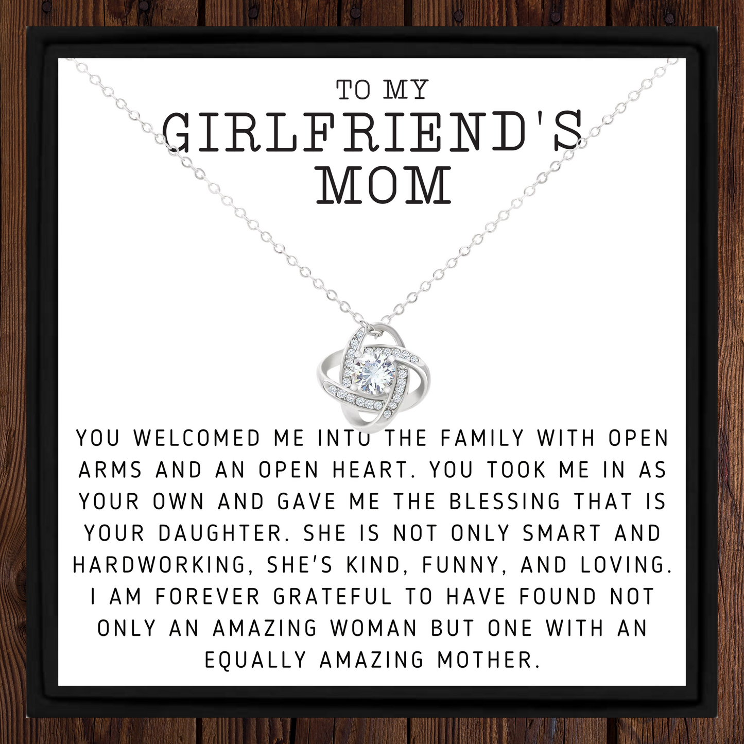 Gift Necklace for Girlfriend’s Mum from Boyfriend – Heartfelt Message Card Jewellery in Gift Box – Birthday or Christmas Present