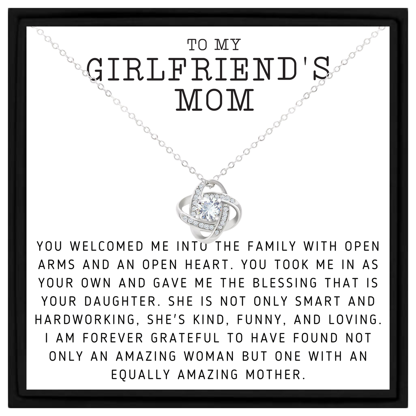 Gift Necklace for Girlfriend’s Mum from Boyfriend – Heartfelt Message Card Jewellery in Gift Box – Birthday or Christmas Present