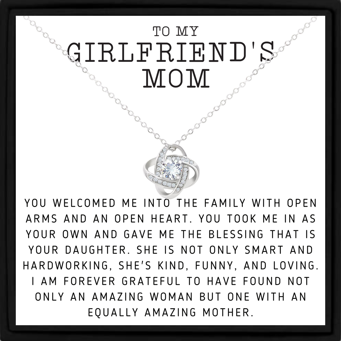 Gift Necklace for Girlfriend’s Mum from Boyfriend – Heartfelt Message Card Jewellery in Gift Box – Birthday or Christmas Present