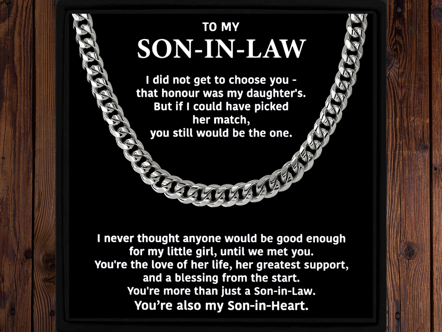 Son-in-Law Gift Mens Chain with Message Card Sentimental Jewellery Present