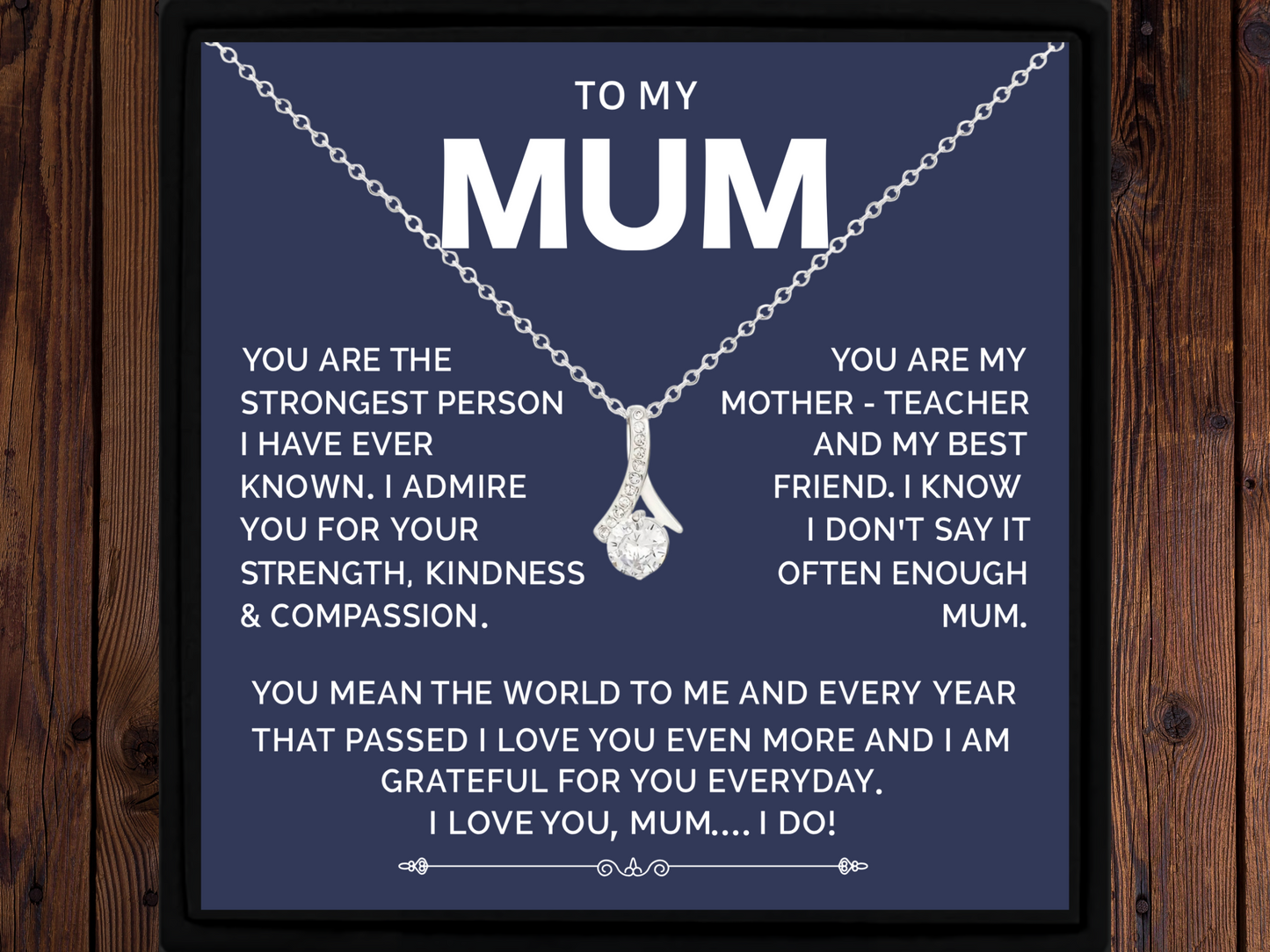 Mum Necklace Gift – Elegant Pendant with Message Card – Birthday, Christmas & Mother’s Day Jewellery