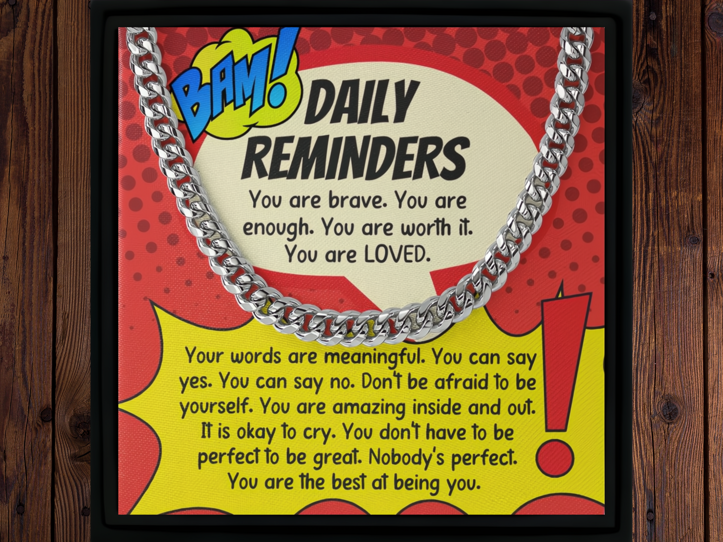 Motivational Gift for Him Daily Reminders Necklace