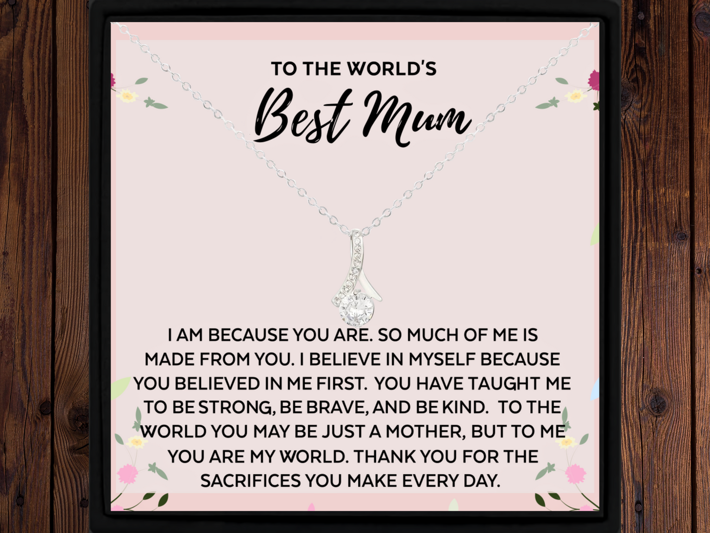 World's Best Mum Necklace With Message Card from Daughter or Son