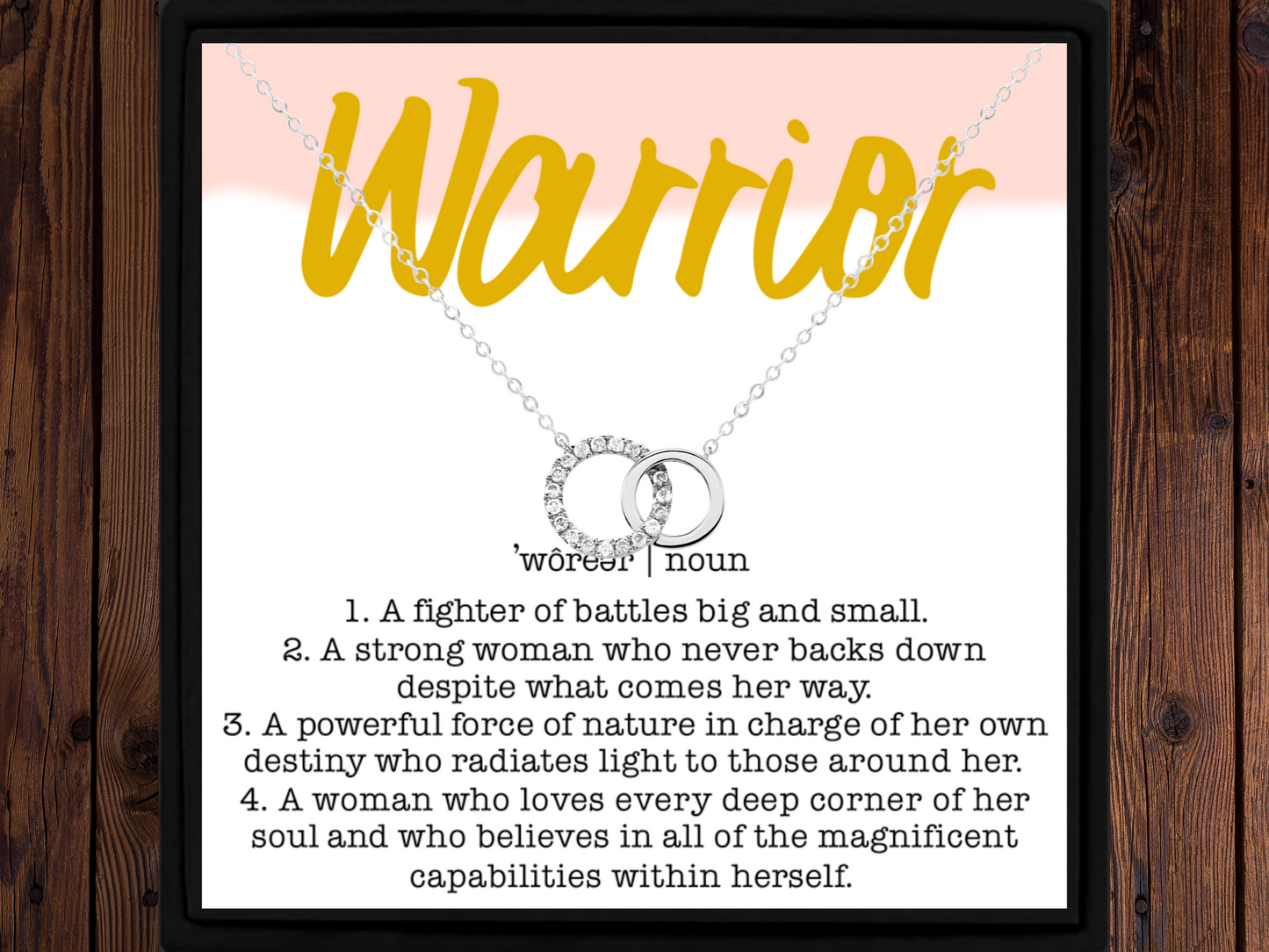 Warrior Necklace Jewellery Pendant with Heartfelt Card Motivational Gift