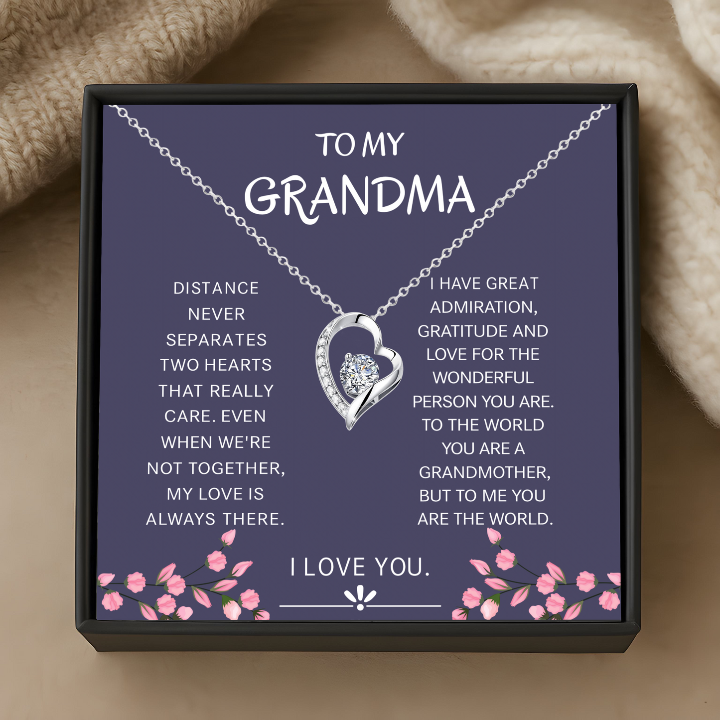 Grandma Gift Necklace – Long Distance Nan Jewellery with Heartfelt Message Card