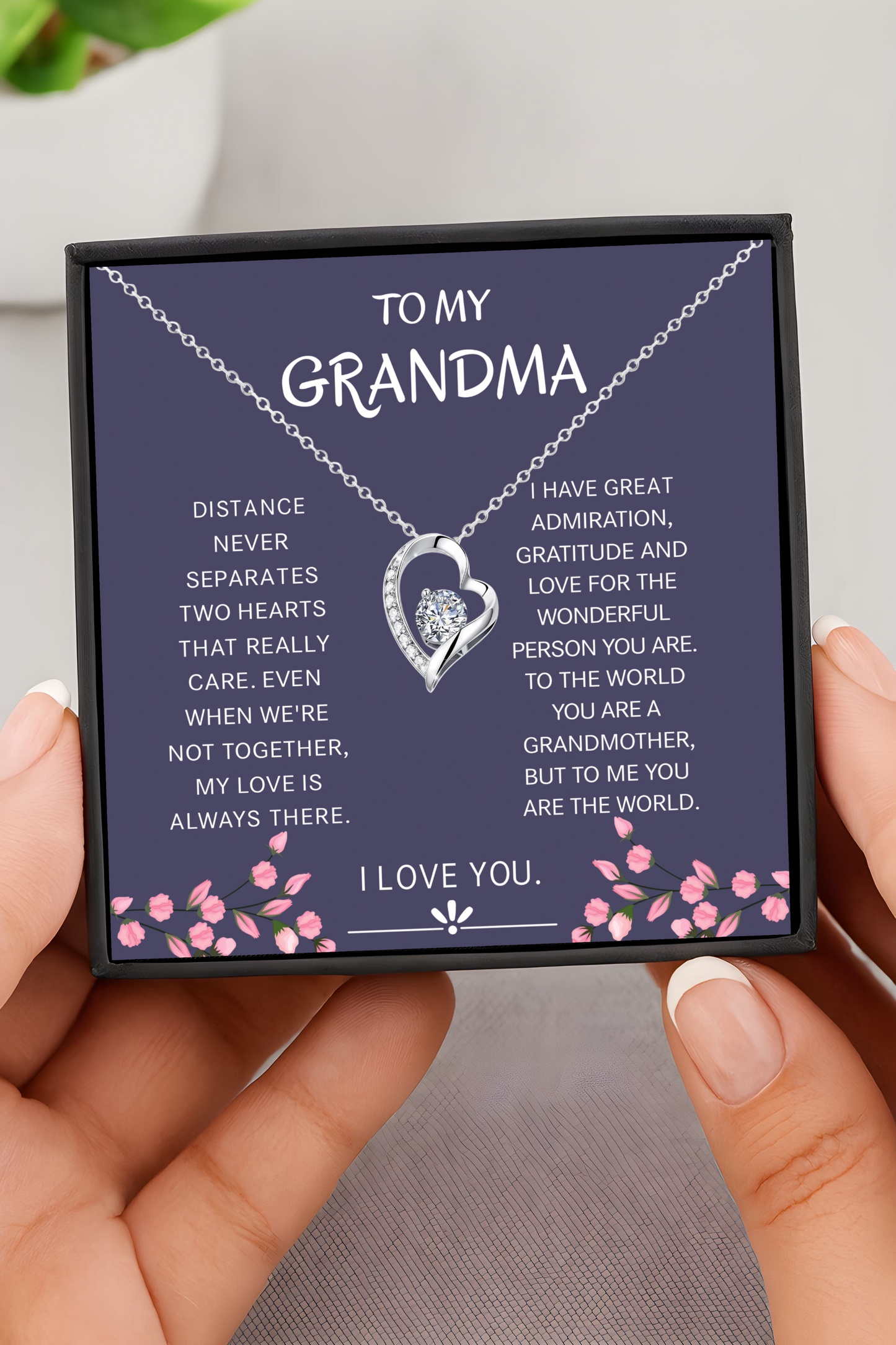 Grandma Gift Necklace – Long Distance Nan Jewellery with Heartfelt Message Card