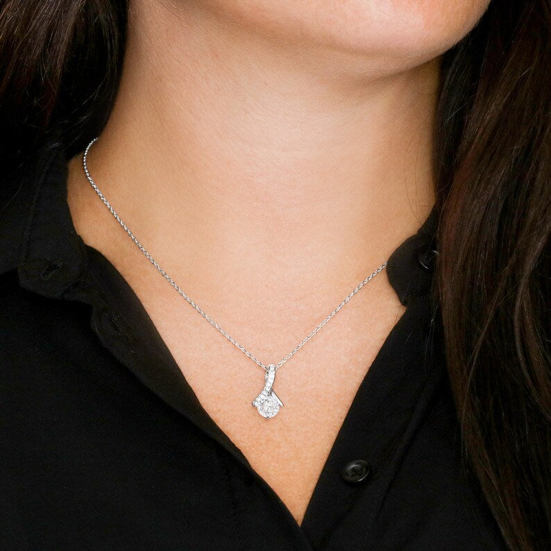 Mother-in-Law Necklace – Silver Cubic Zirconia Pendant with Sentimental Message Card