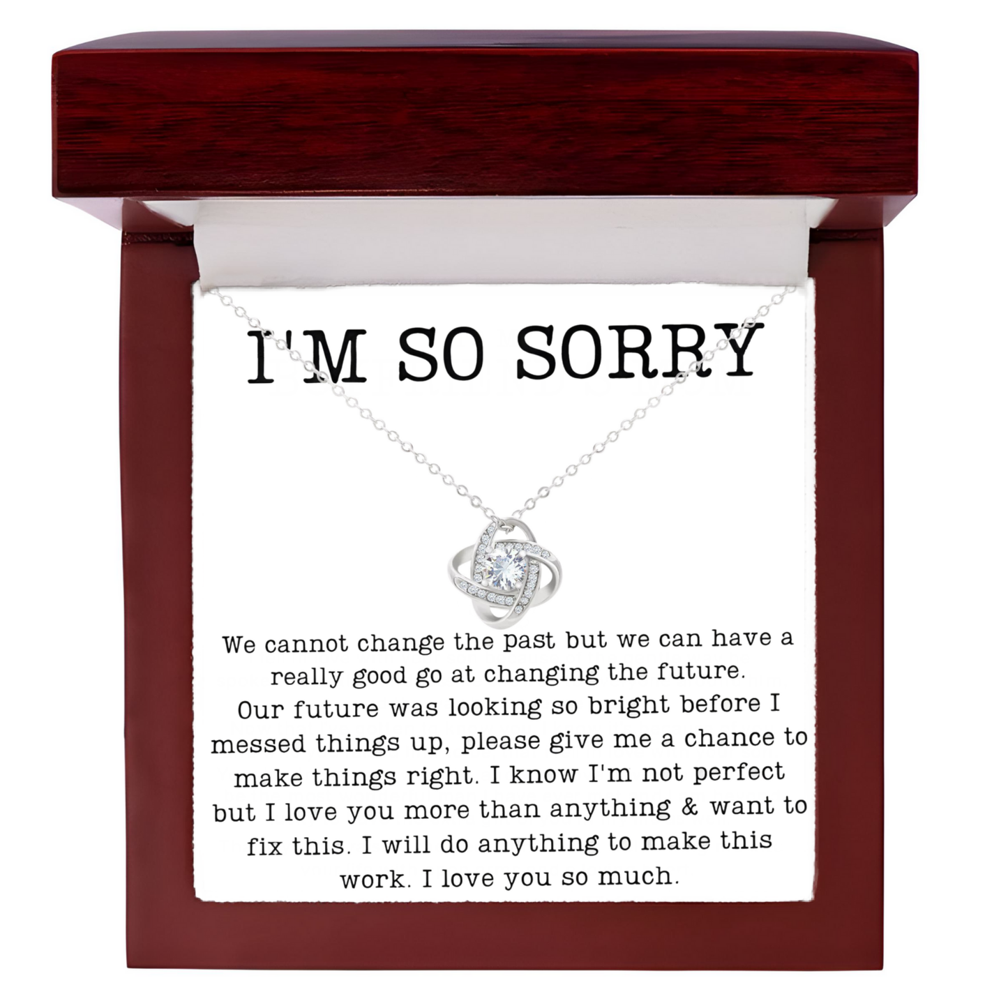Sorry Necklace Gift Apology Gift Jewelry with Message Card for Her and LED Box