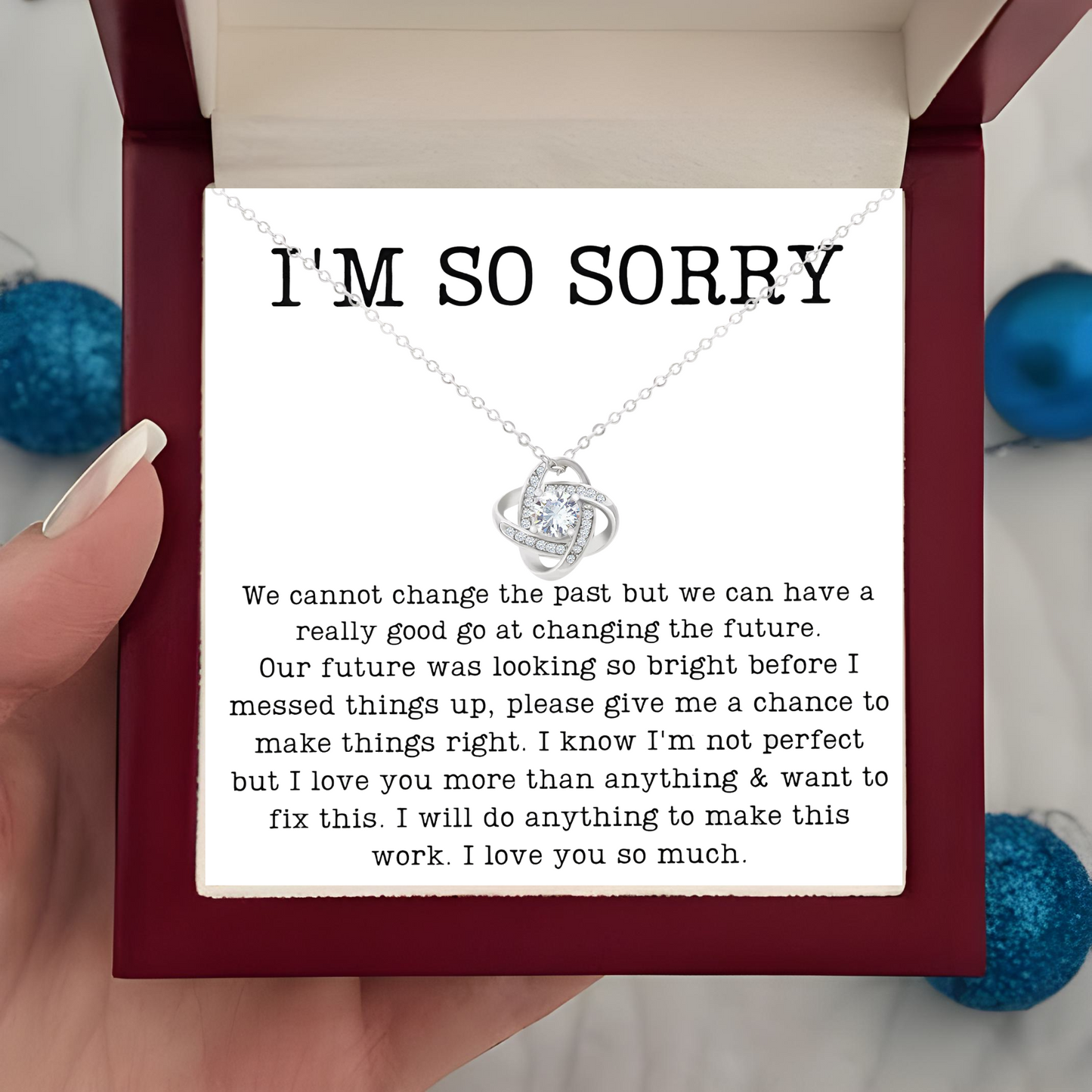 Sorry Necklace Gift Apology Gift Jewelry with Message Card for Her and LED Box