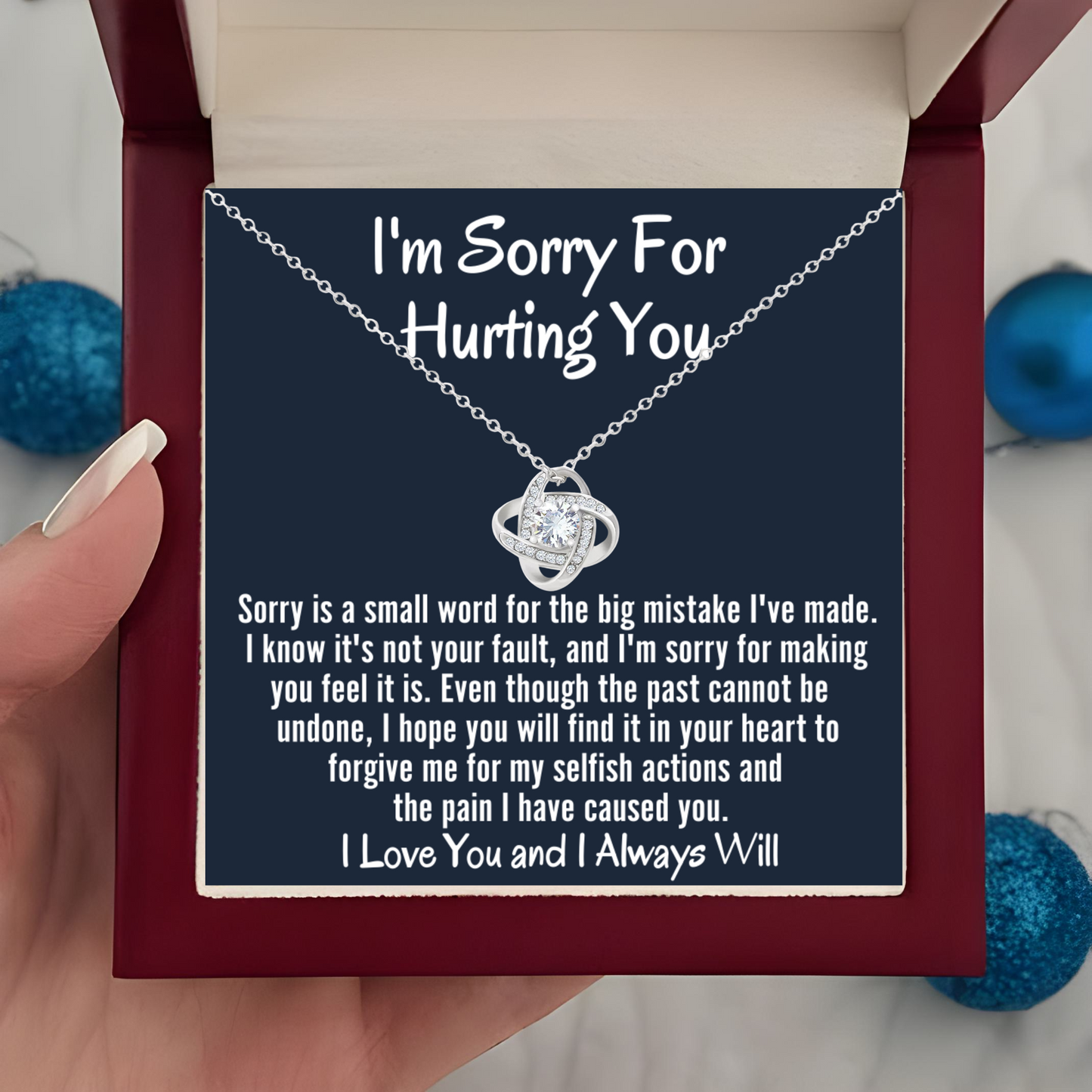 Sorry Necklace Gift Apology Gift Jewelry with Message Card for Her and LED Box