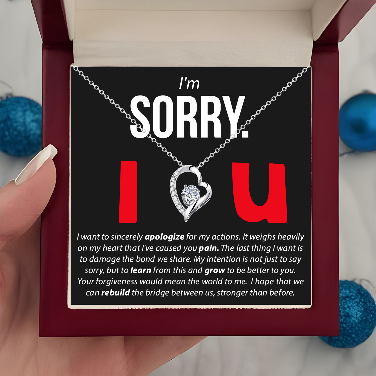Sorry Necklace Gift Apology Gift Jewelry with Message Card for Her and LED Box