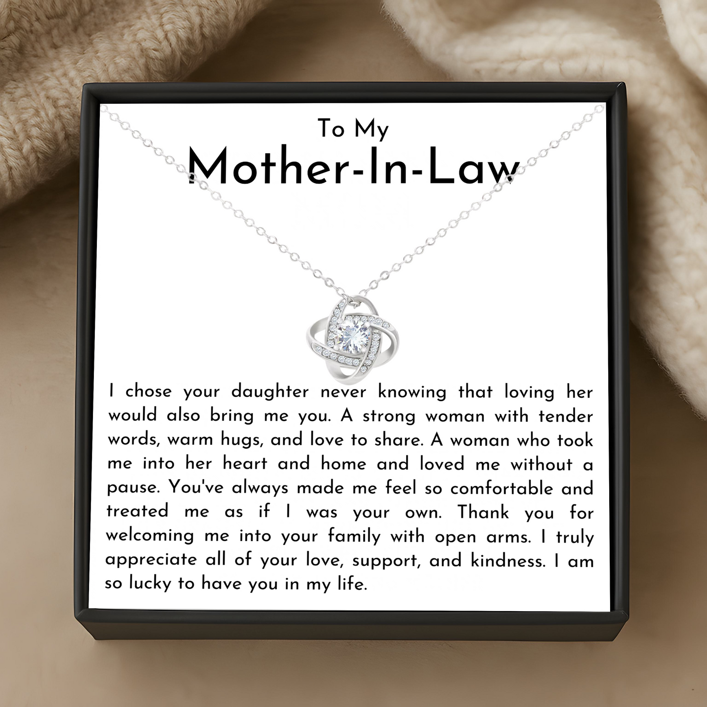 Mother in Law Necklace Gift from Son in Law with Message Card and Gift Box