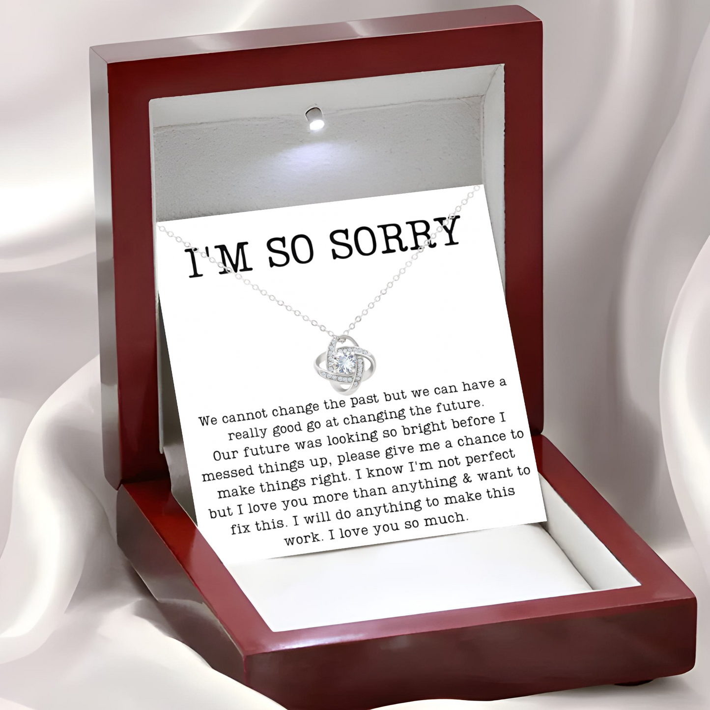 Sorry Necklace Gift Apology Gift Jewelry with Message Card for Her and LED Box