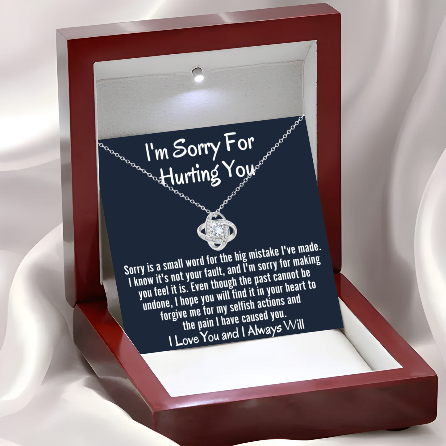 Sorry Necklace Gift Apology Gift Jewelry with Message Card for Her and LED Box