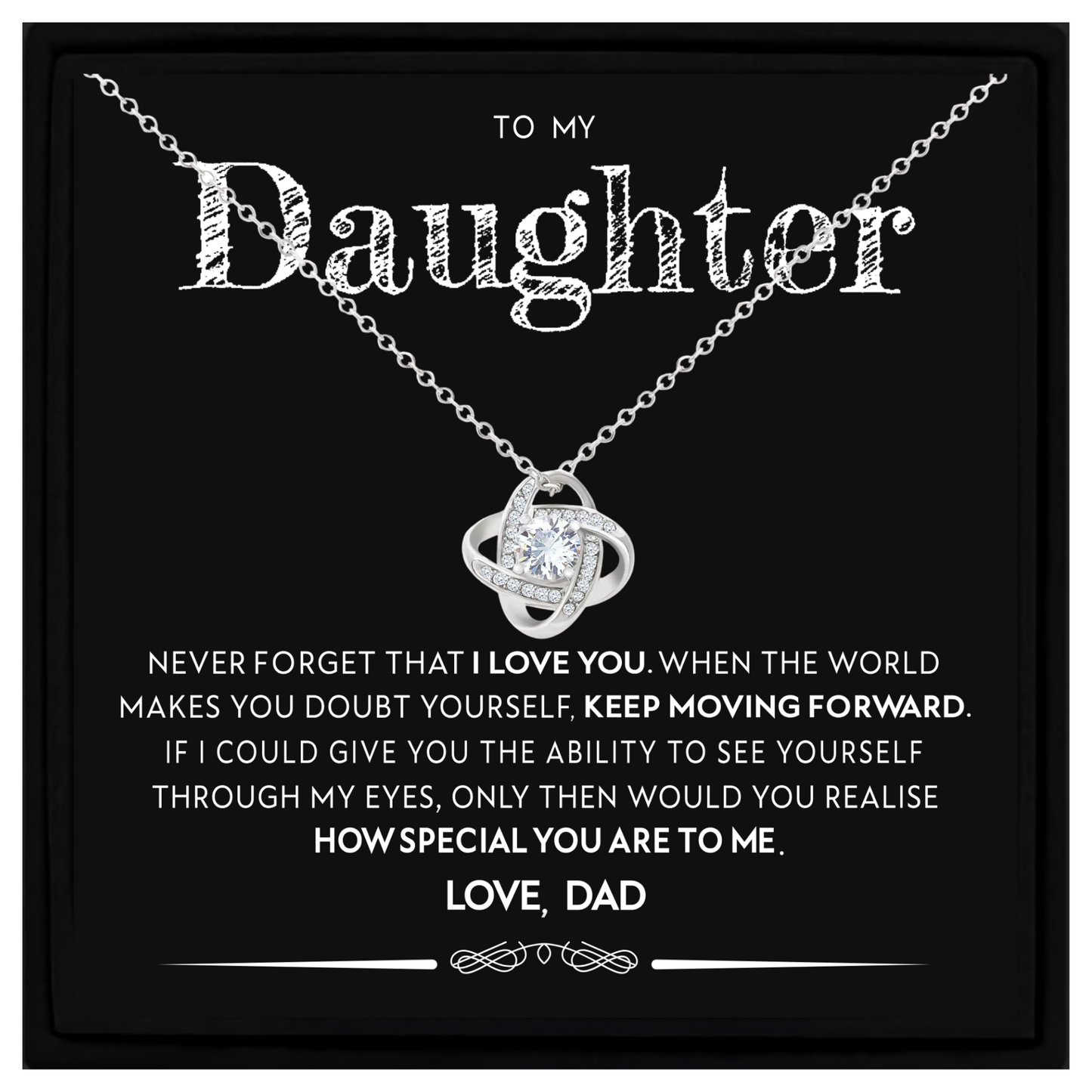 To My Daughter Necklace Gift from Dad - Meaningful Jewellery with Heartfelt Message
