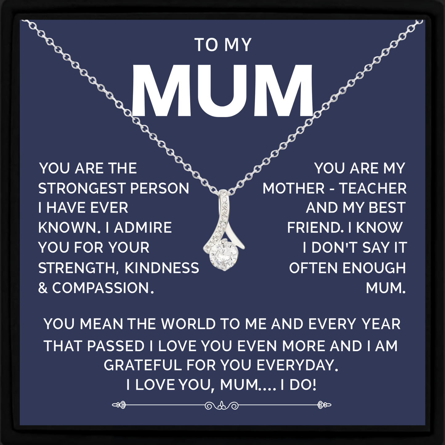 Mum Necklace Gift – Elegant Pendant with Message Card – Birthday, Christmas & Mother’s Day Jewellery