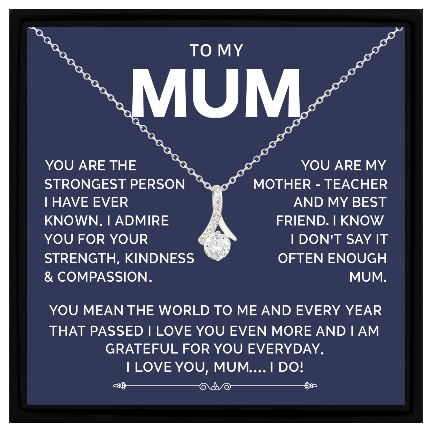 Mum Necklace Gift – Elegant Pendant with Message Card – Birthday, Christmas & Mother’s Day Jewellery