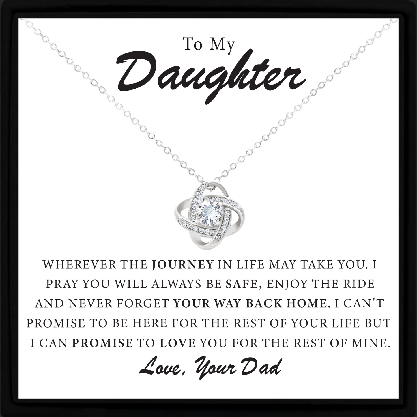 To My Daughter Necklace from Dad – Sentimental Gift with Message Card and Gift Box