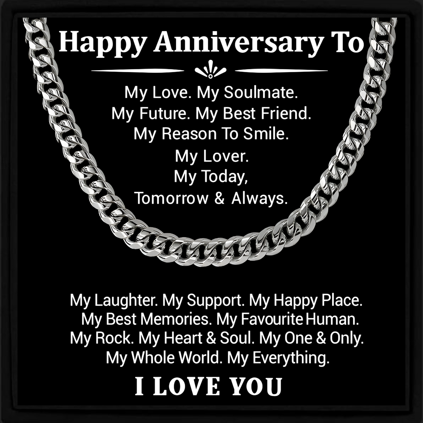 Happy Anniversary Cuban Chain Necklace For Men