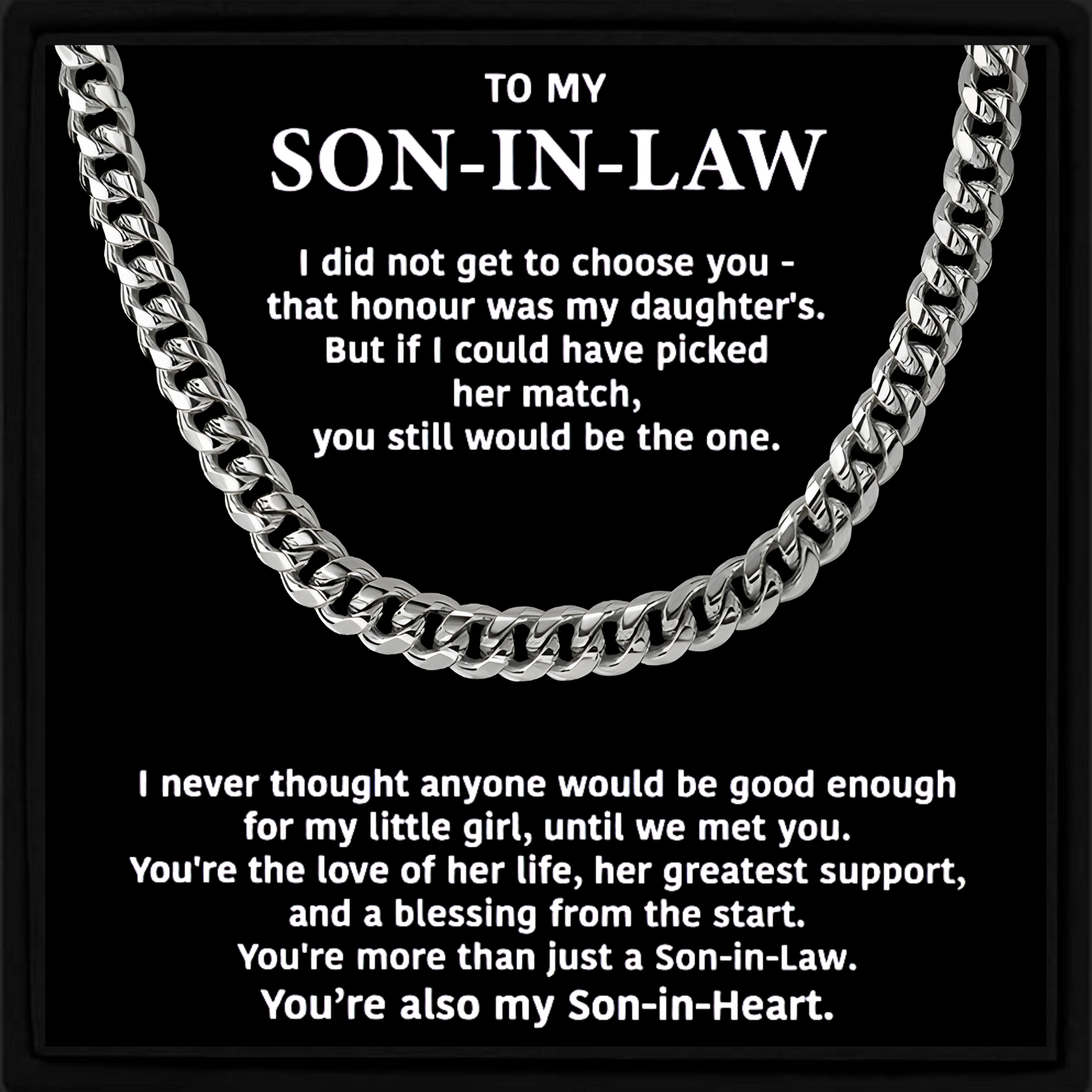 Son-in-Law Gift Mens Chain with Message Card Sentimental Jewellery Present