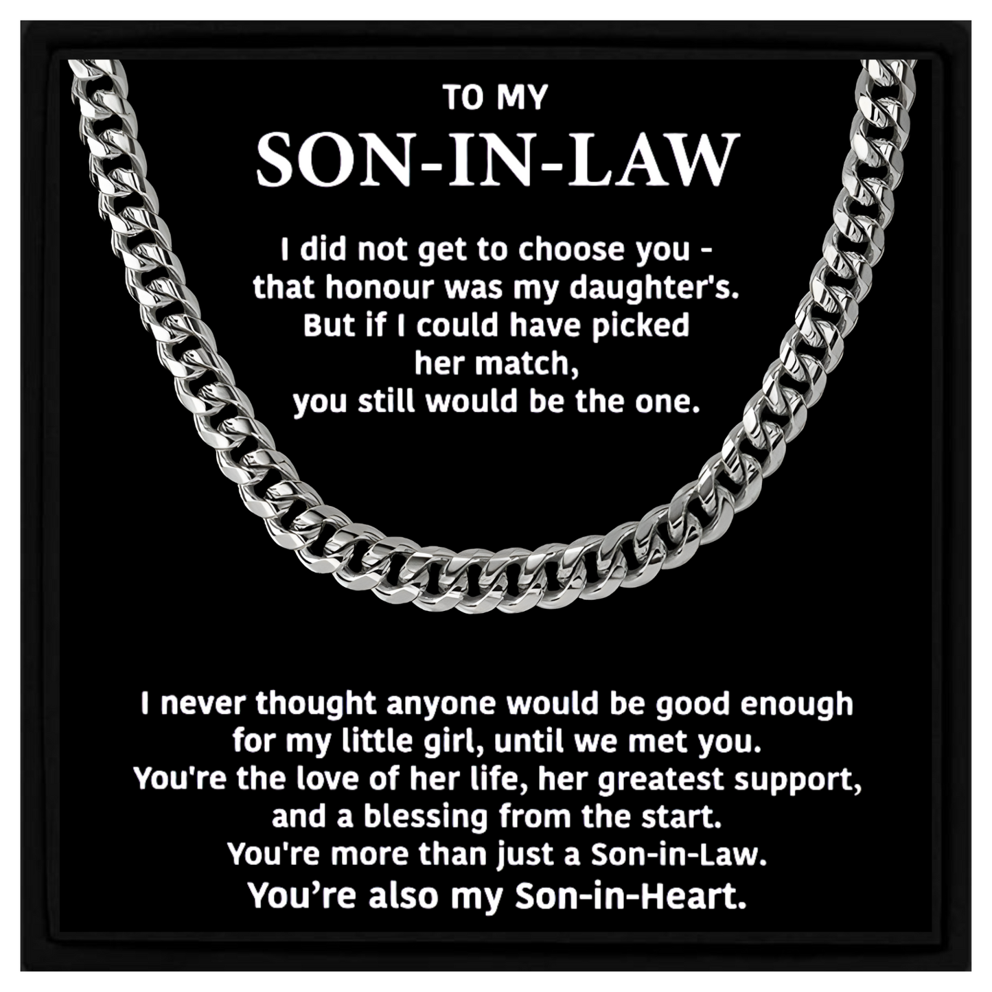 Son-in-Law Gift Mens Chain with Message Card Sentimental Jewellery Present