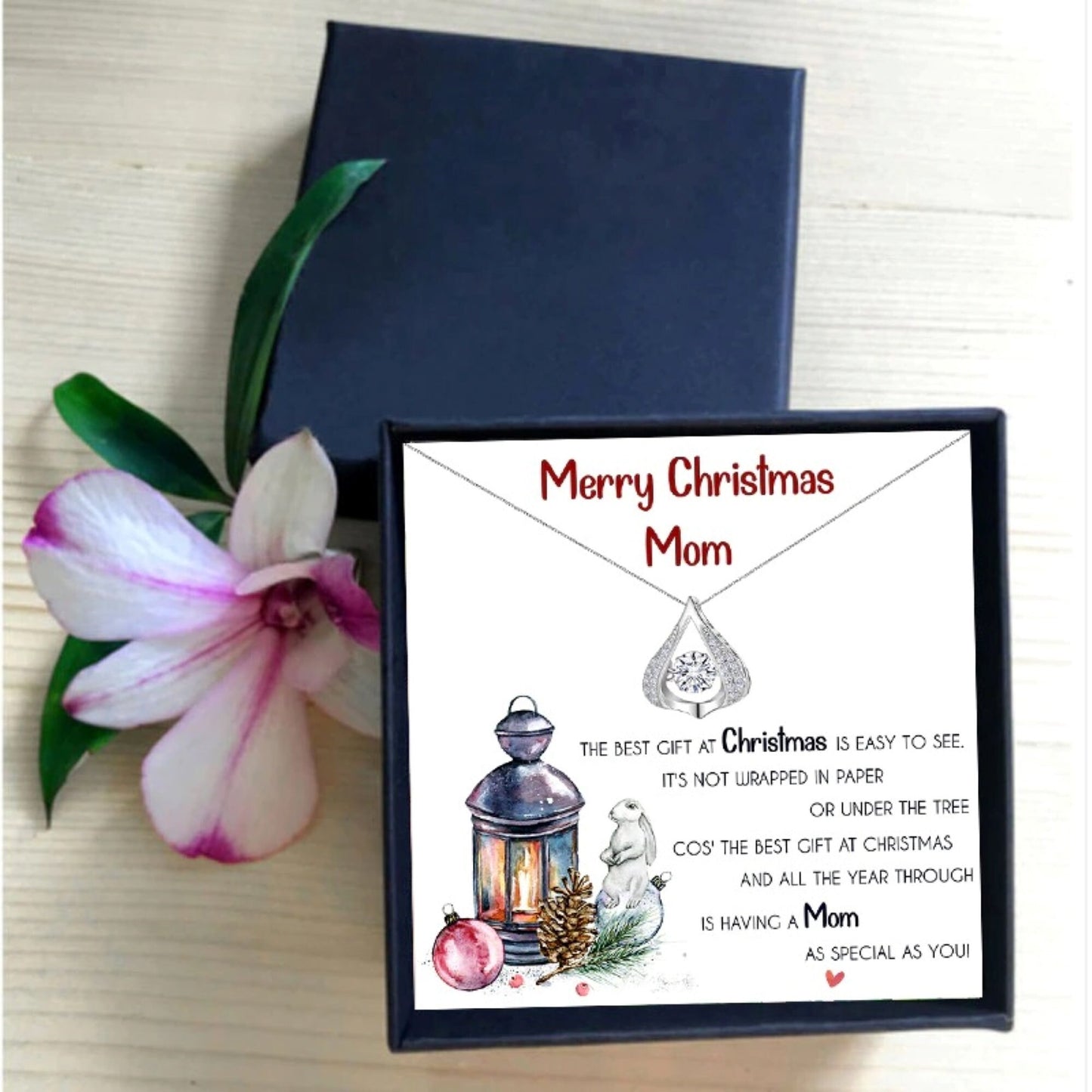 Christmas Gift for Mom Silver Necklace